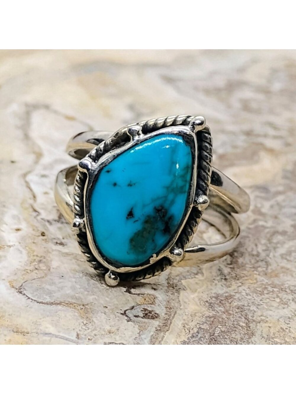 Handmade Southwest Sterling Silver Turquoise Ring Size 7